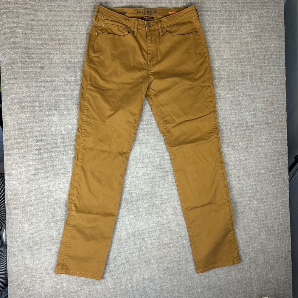 Dockers Alpha Khakis Pants Mens 34x34 Brown Supreme Flex Mid Rise Straight Fit